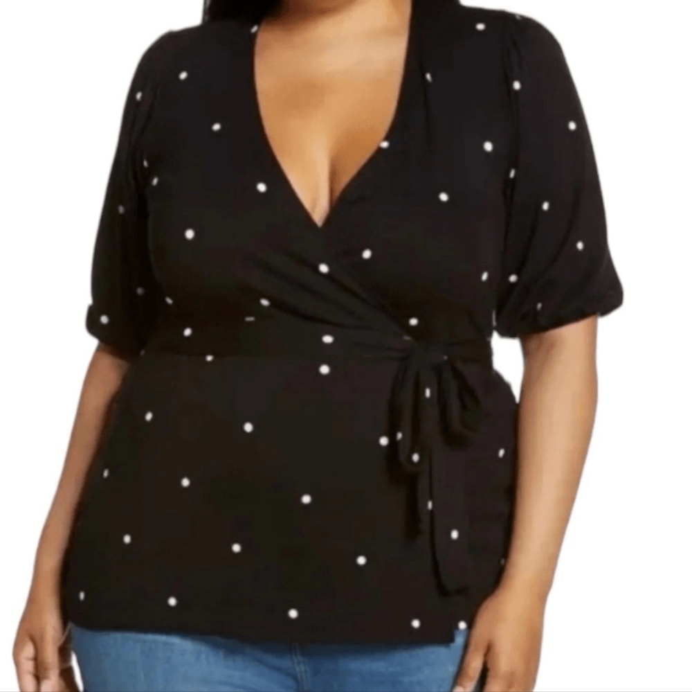 Halogen Polka Dot Wrap Shirt